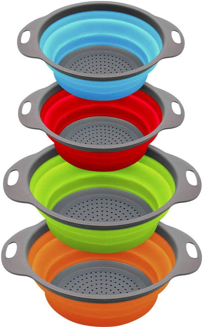 Set of 4 collapsible colanders, Color: Strong