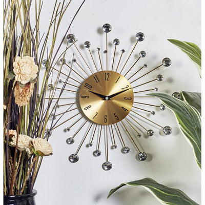 15" D Indoor Gold Analog Glam Wall Clock