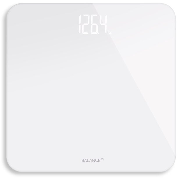 White Designer Bathroom Scale, Glossy Clear Display