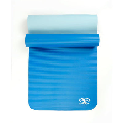 Two Tone Exercise Mat, 10mm, 72" x 24", Dark/Light Blue