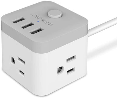 USB power strip, with 3 outlets, 4.92 feet, Grey White