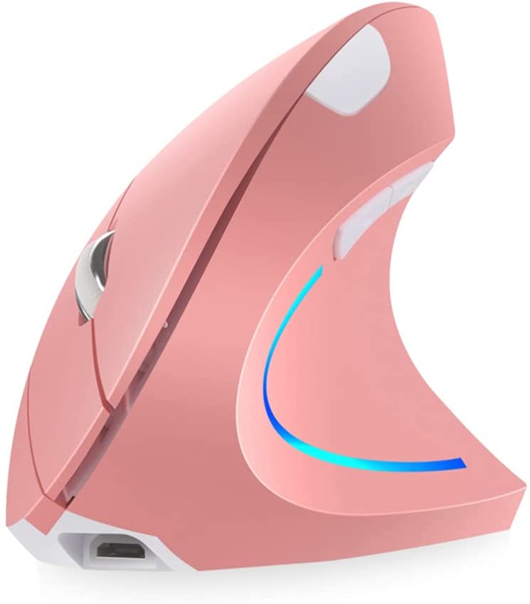 Rechargeable Vertical Mouse DPI 2400, 6 Buttons, Pink