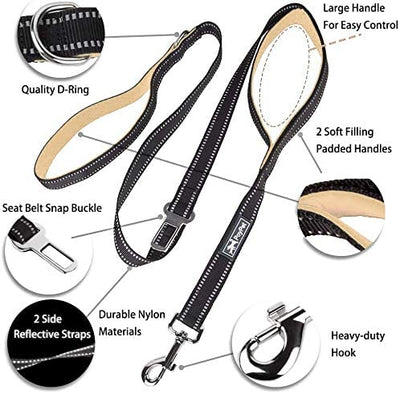 5 Feet Dog Leash, Reflective, 2 Cushioned Handles