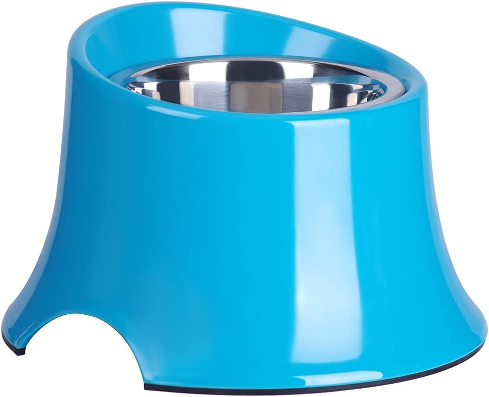 Elevated Pet Bowl, 10.63" x 11.02" x 7.48", Blue