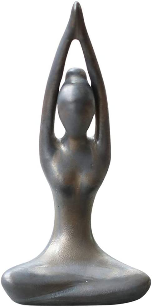 Yoga Posture Statues x 4, Ceramic, Gold Patina