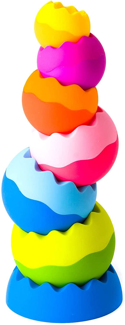 Stackable Spheres , Plastic, Multicolors, 6 Pieces, 1 Base