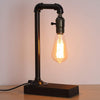 Vintage Retro Table Lamp with Wood Base and Iron Pipe (1 Pack)