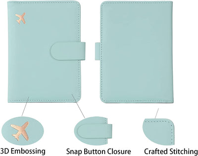 Passport cover with Card Slots for travel,  Aqua green