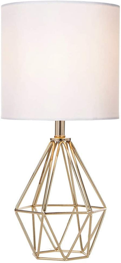 Bedside Lamp With Metal Base, Gold / White Color.