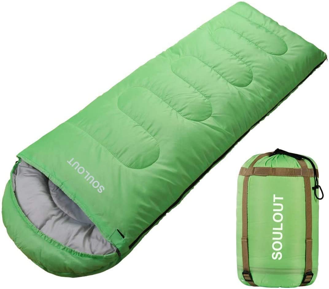 Sleeping Bag - 4 Seasons. Green/Right Zipper