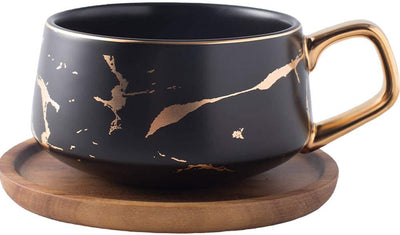 10.5 Oz Matte Ceramic Coffee Tea (black/gold)