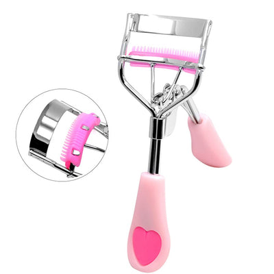 Stainless steel eyelash curler with brush