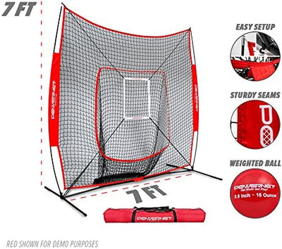 Baseball and Softball Hitting Net, 7x7 FT, Black