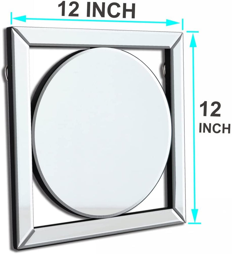 12x12" Square Mirror Wall Decor (Silver Yuan)