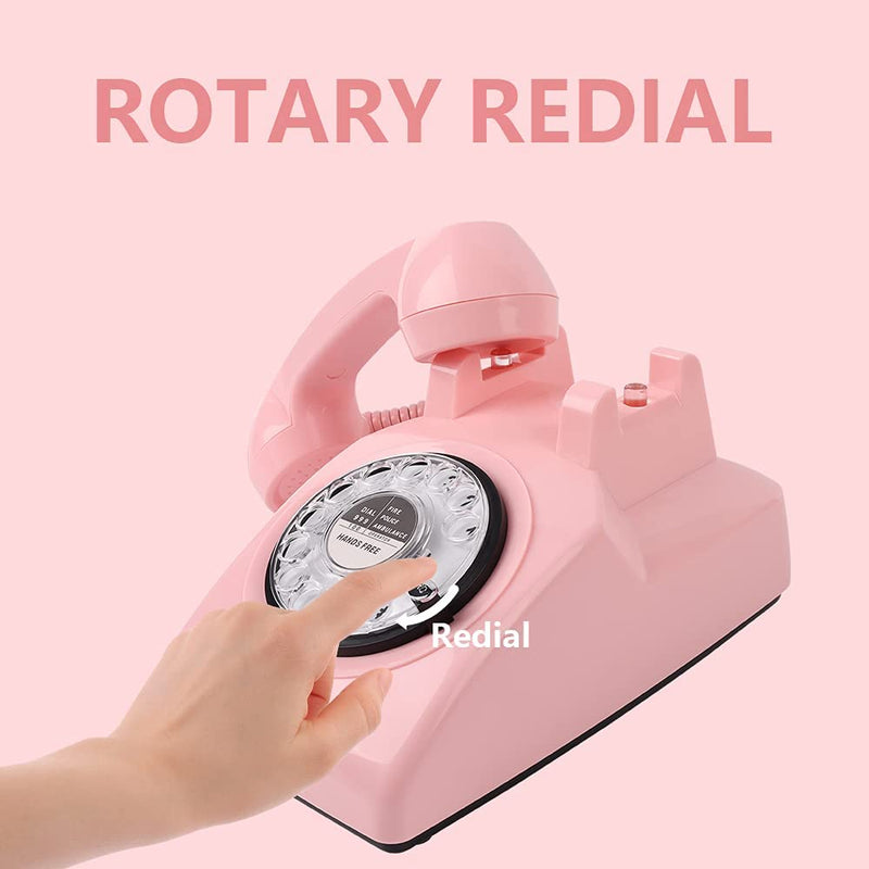 Rotary Dial Phone, Retro Phone 1960's Vintage Corded Phone pink