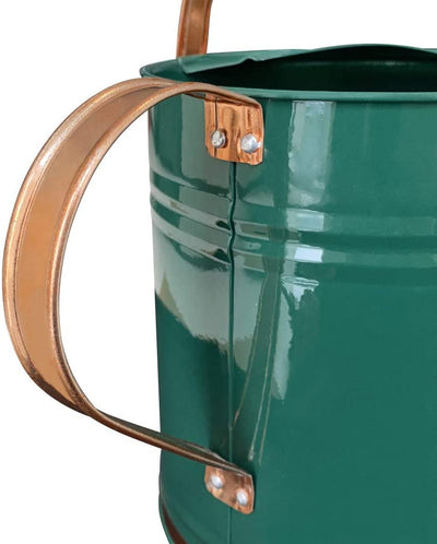 1 Gallon Watering Can, Galvanized Steel, Copper Accents, Green 2