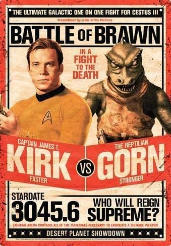 Tin sign vintage retro wall art Kirk vs Gorn 8 x 12