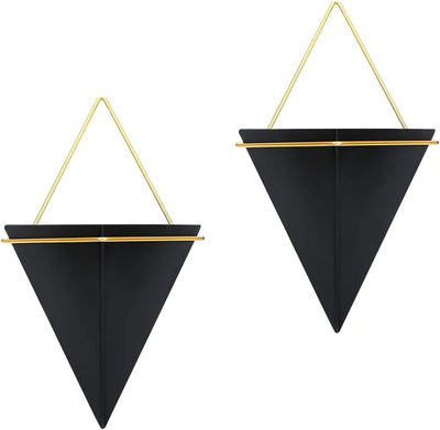 2 Set Rustic Gold Metal Hanging Planter Wall Decor