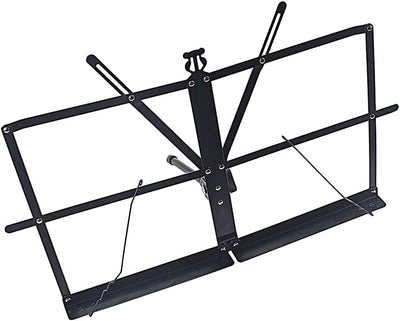 Music stand, for board, sheet music, black folding metal