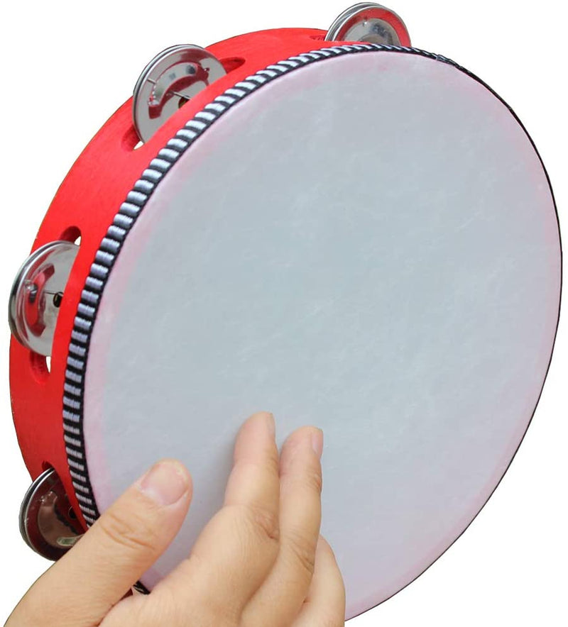 8" Tambourine with Head - Redwood Hand Held