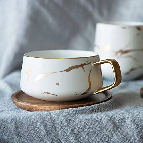 10.5 Oz Matte Ceramic Coffee Tea (White/gold)