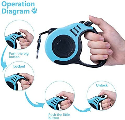 10ft Retractable pet leash, lake blue