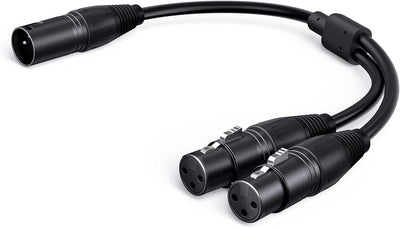 3-pin Y-splitter Cable for Microphone, 2Pcs, Black