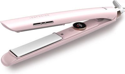 Ceramic hair straightener, 1", dual voltage, pink