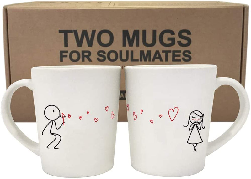 His and Hers Coffee Mug Set Valentines Gift White