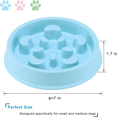 Slow Eating Dog Bowl, 7 x 7 x 1.7 Inches, Blue