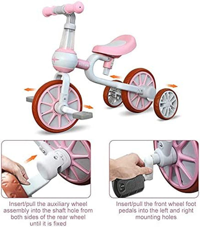 3 in 1 tricycles for children (adjustable seat) Pink