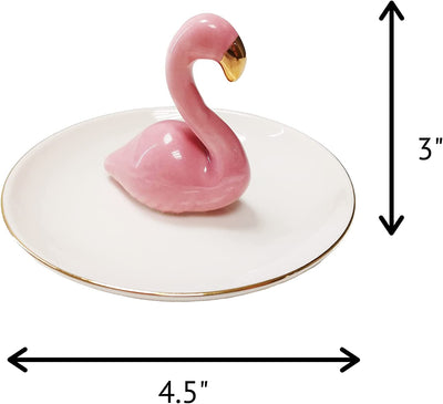 Glazed Ceramic Ring Dish, 4.5-Inch, Pink Swan