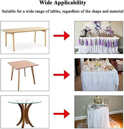 6ft Double Layer Tulle Table Skirt, (White)