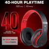 Bluetooth headphones with integrated microphone, black and red