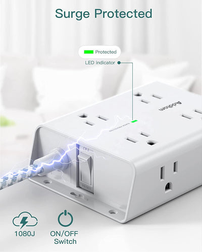 Electrical multi-socket with 8 outlets and USB ports