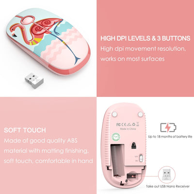 Wireless Laptop Mouse (Flamingo Pink)