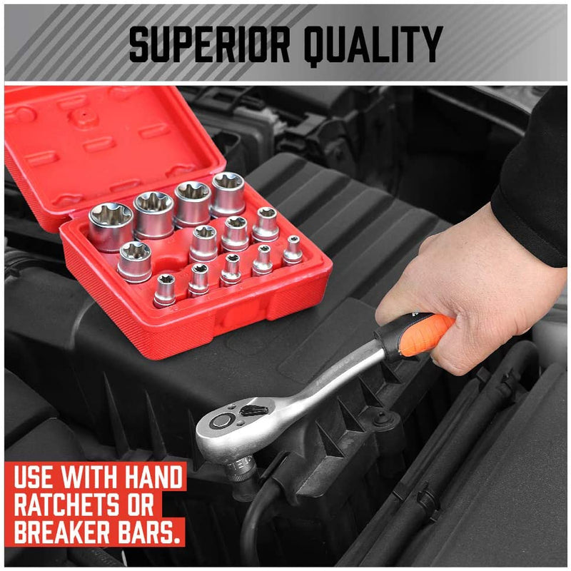 14-piece socket wrench set with red box