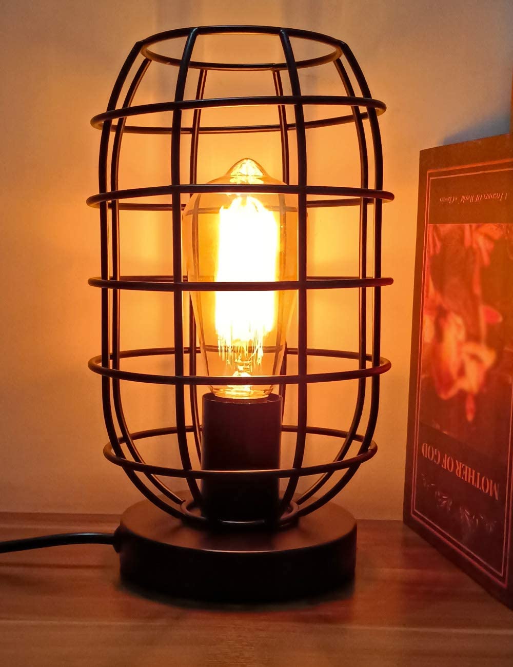 Industrial Vintage Metal Table Lamp With Switch (Color: Black)