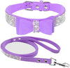 Pet Collar & Leash, Elegant Jeweled, XS, Purple-1