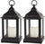 Black Candle Lantern, Warm White Flicker, Pack of 2