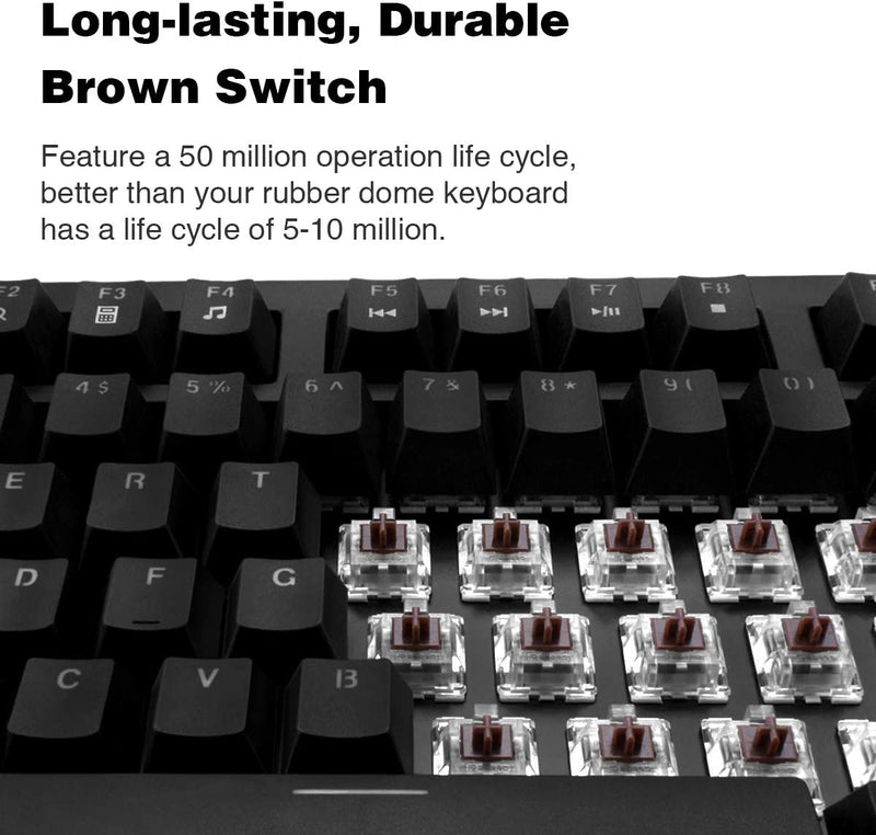 Full-size 104-key mechanical keyboard with brown switches. (VM01)