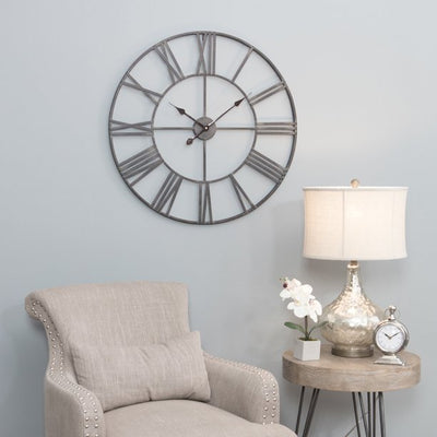 Solange Round Metal Wall Clock - 30" Gray