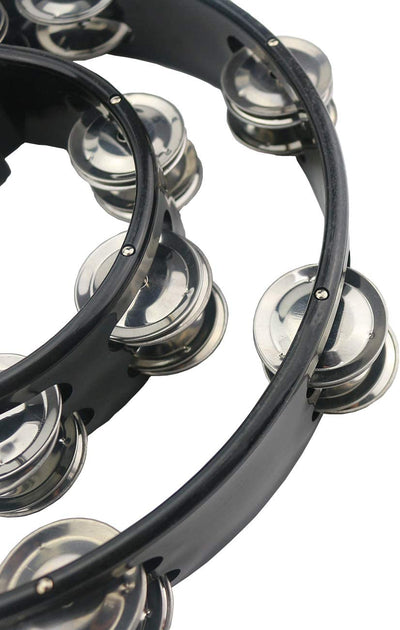 Tambourine with metal jingles, black