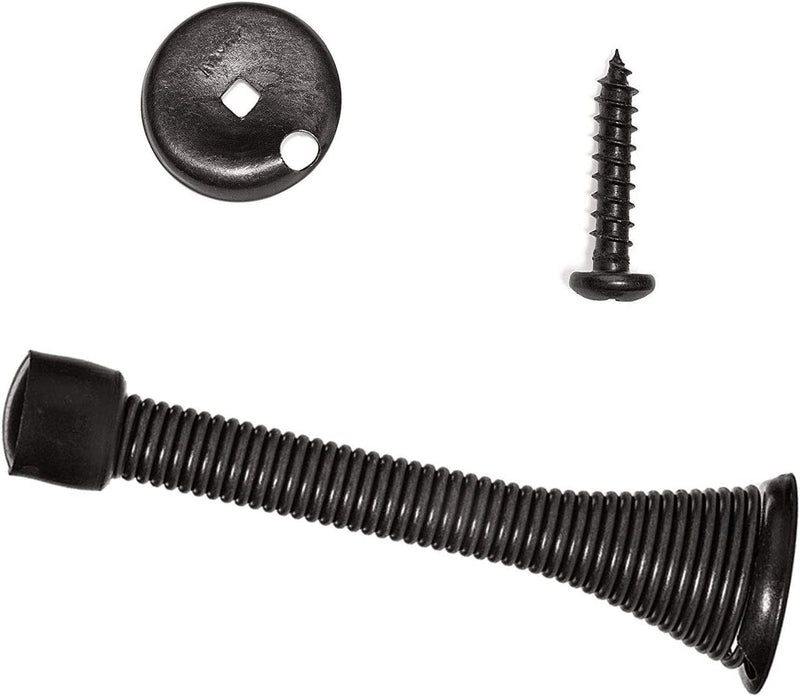 12 Pack Spring Door Stops 3 1/4" Flexible Heavy Duty , Black