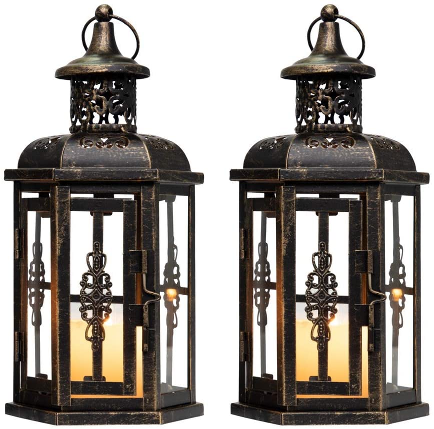 Decorative lanterns, vintage style, Set of 2-black