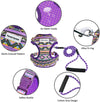 Multicolored Dog Vest Harness and Leash Set (Large - Purple)