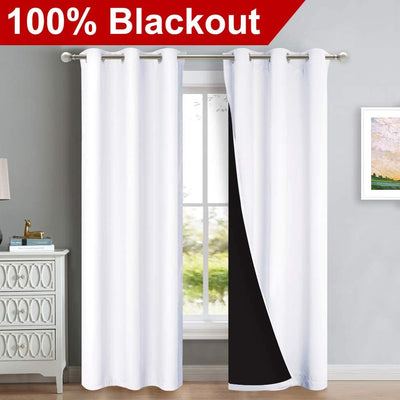 White Blackout Curtains 84 inches Long