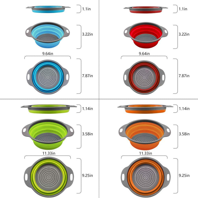 Set of 4 collapsible colanders, Color: Strong