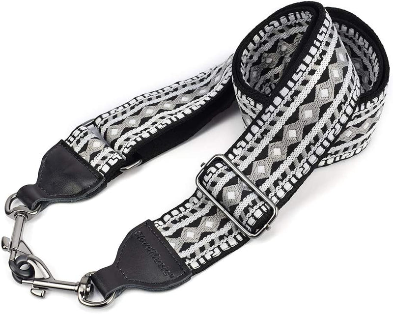 Guitar Strap for Handbag, (Black and White)