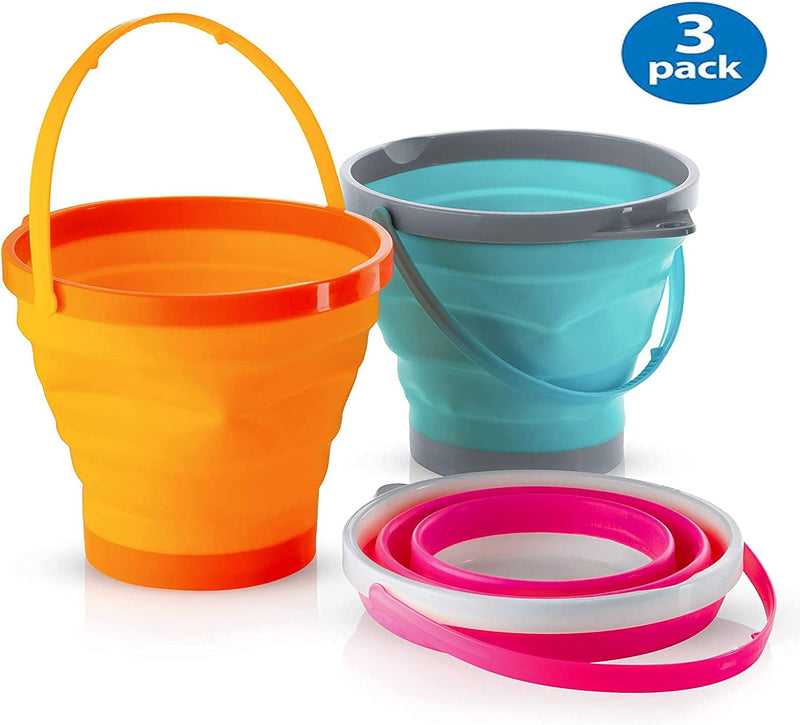 3 Collapsible Buckets, (1/2 gallon), 10.2 x 9.3 x 5 inc.